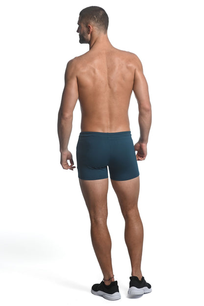 Dark teal vault gym-tech stretch athletic briefs with smooth form-fitting fabric and heat weld zippers