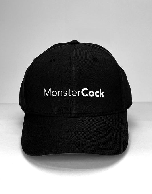 Wildmant ball cap black baseball cap with white embroidered monstercock text on front panel