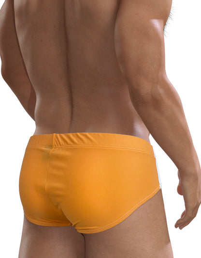Bright orange WildmanT big boy pouch swim brief with smooth form-fitting fabric and snug elastic waistband