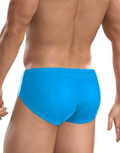 WildmanT big boy pouch swim brief in teal blue with bright blue smooth form-fitting design for swimming