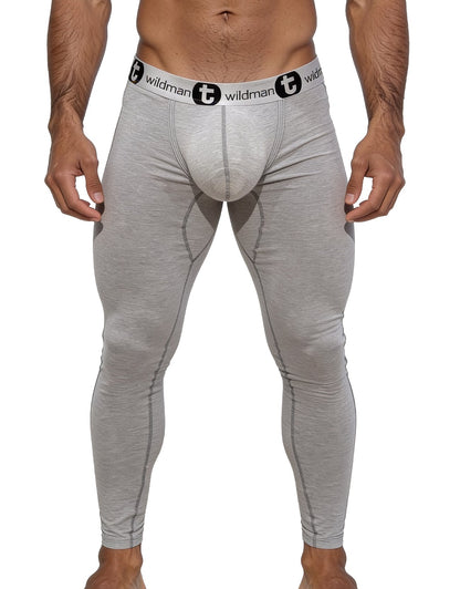 Wildmant cotton monster cock pouch gray form-fitting long johns underwear with black and white branded waistband