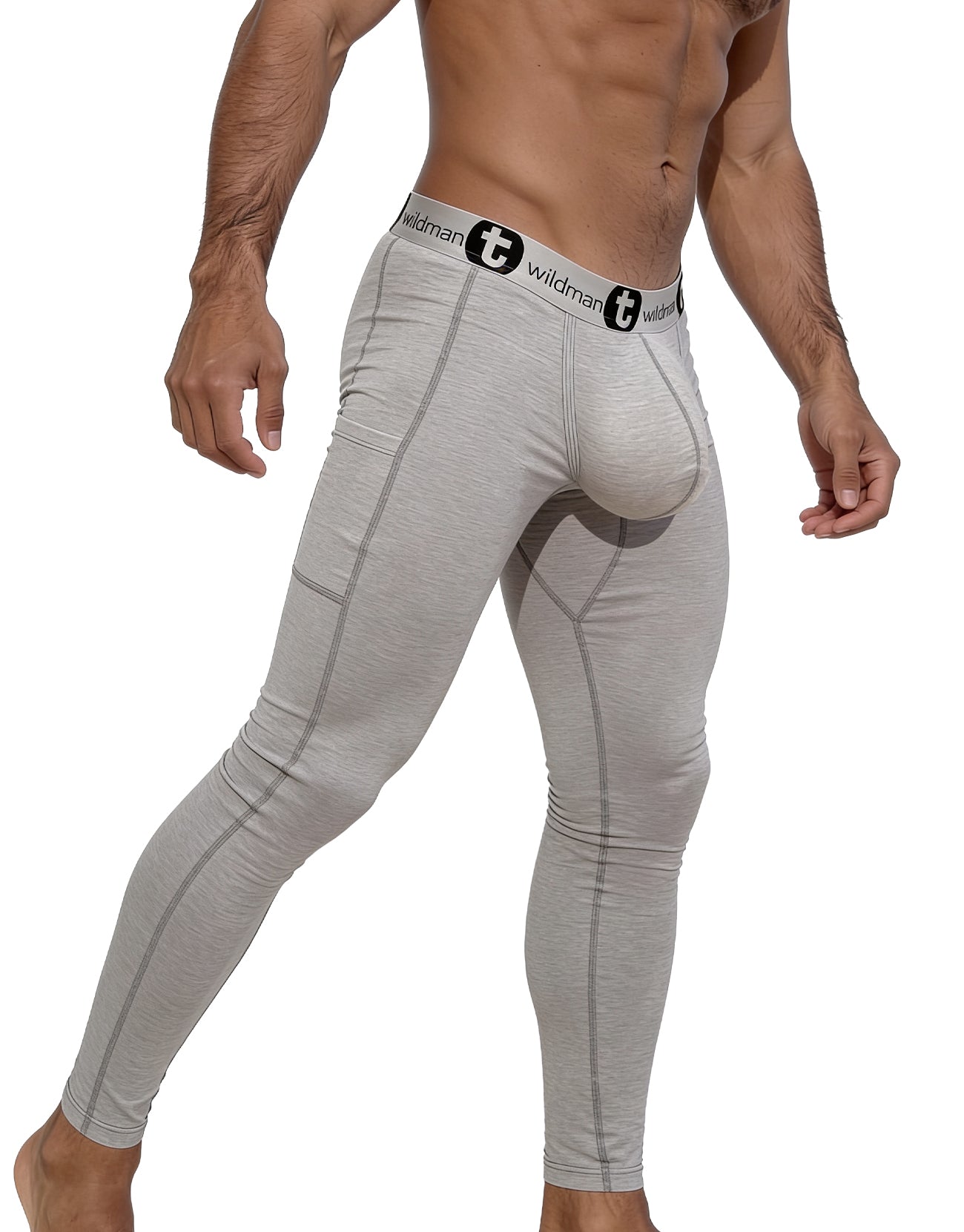 Wildmant cotton monster cock pouch gray form-fitting leggings with subtle stitching and branded waistband