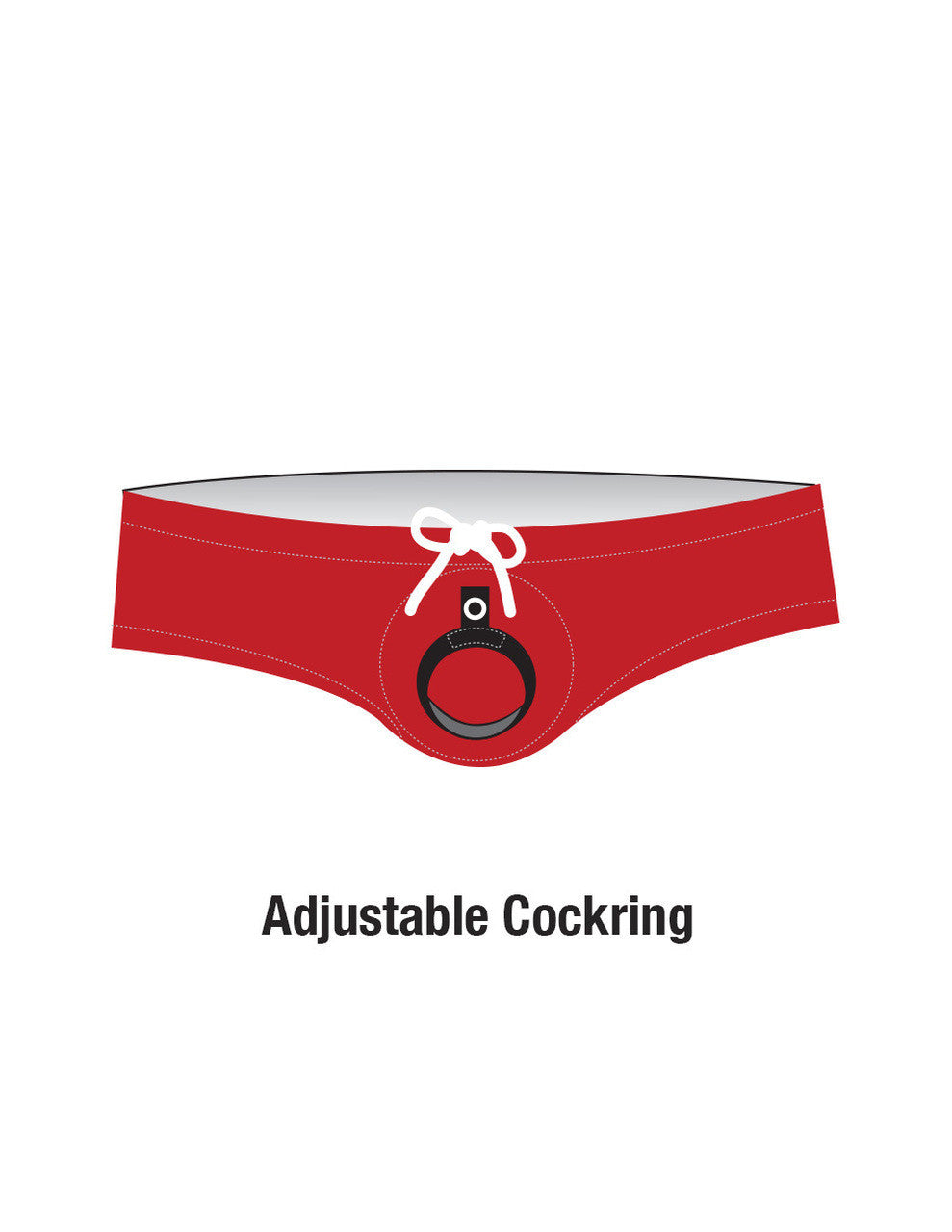 Red adjustable cockring with white bow and black ring designed for wildmant sport bikini swim with ball lifter cock-ring blue