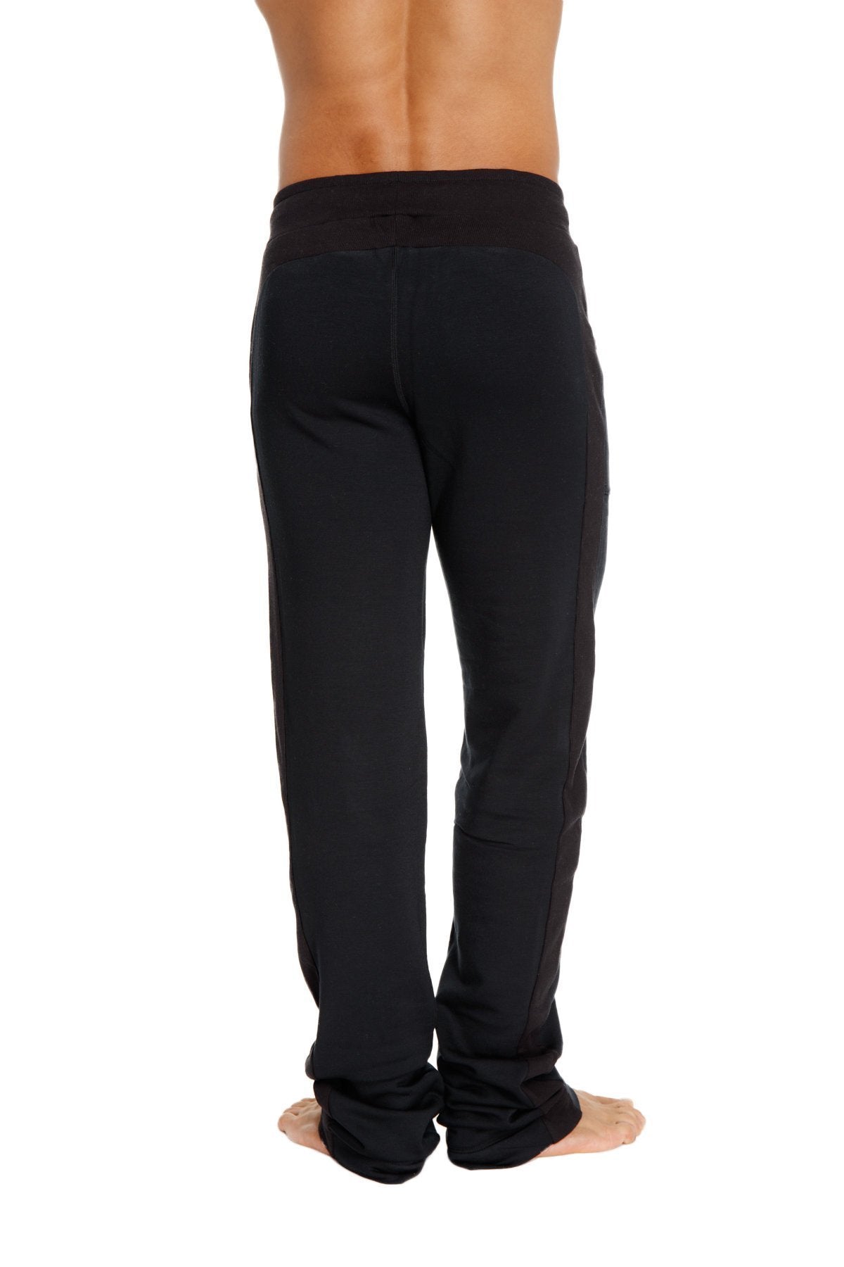 Black mid-weight luxury-fleece track and lounge sweat pant with elastic waistband and comfortable fit from winter collection