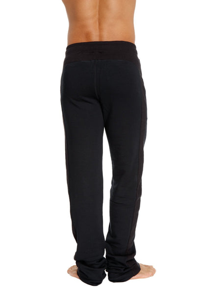 Black mid-weight luxury-fleece track and lounge sweat pant with elastic waistband and comfortable fit from winter collection