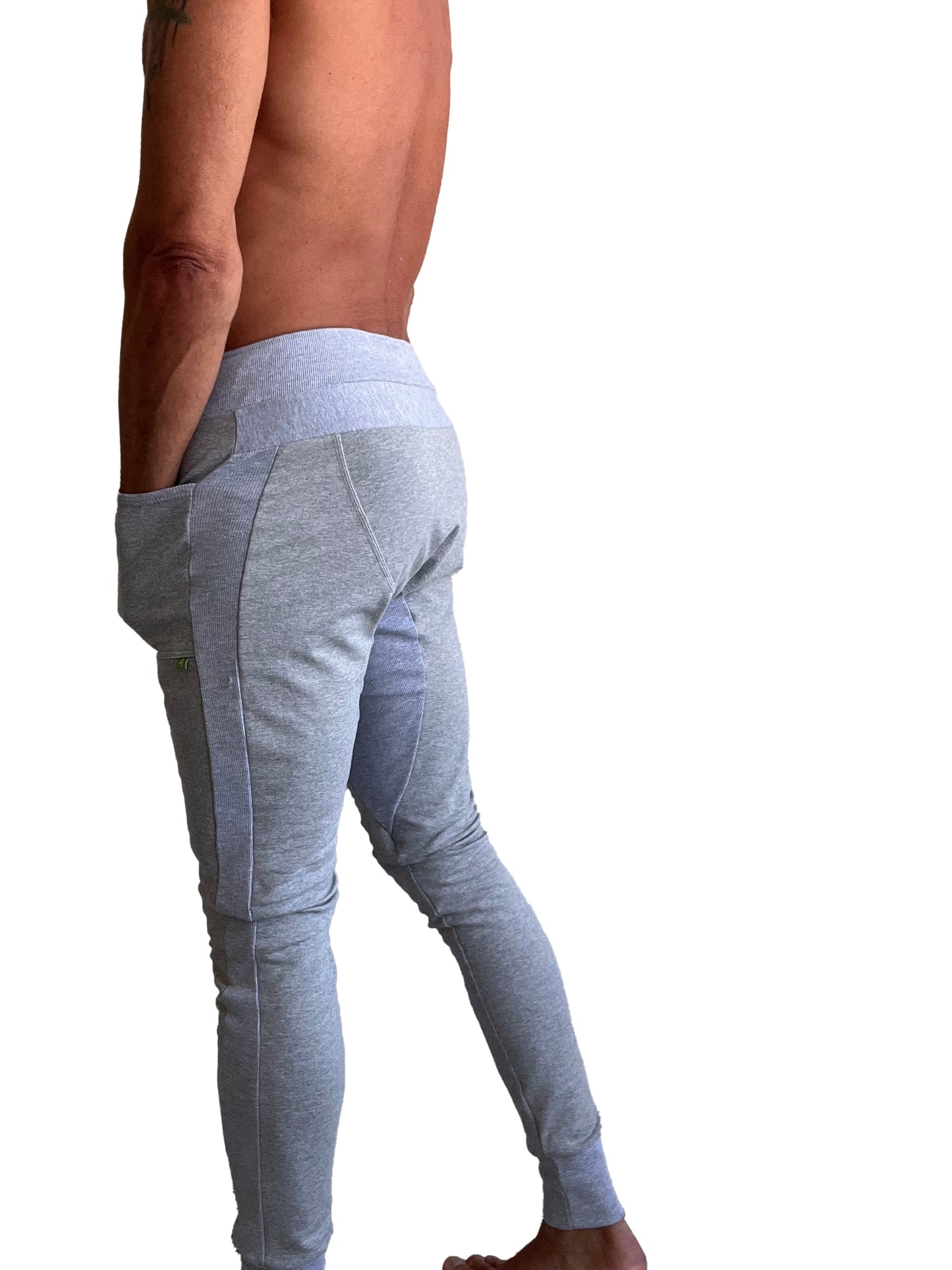 Light heather grey slim fit luxury fleece jogger pants with side pockets for winter edition activewear comfort