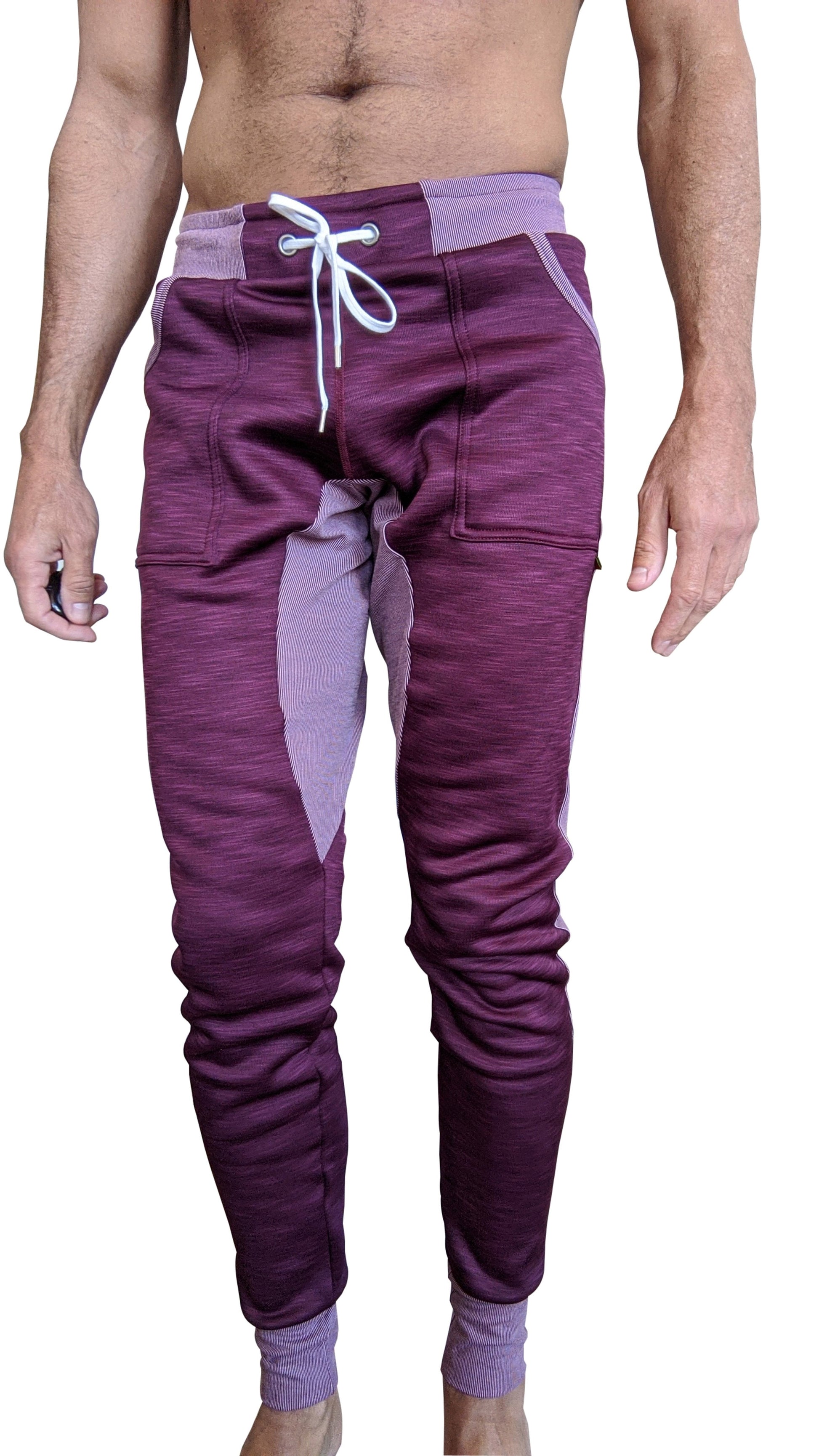 Winter edition plum purple performance luxe fleece joggers with drawstring waistband in purple and lavender tones