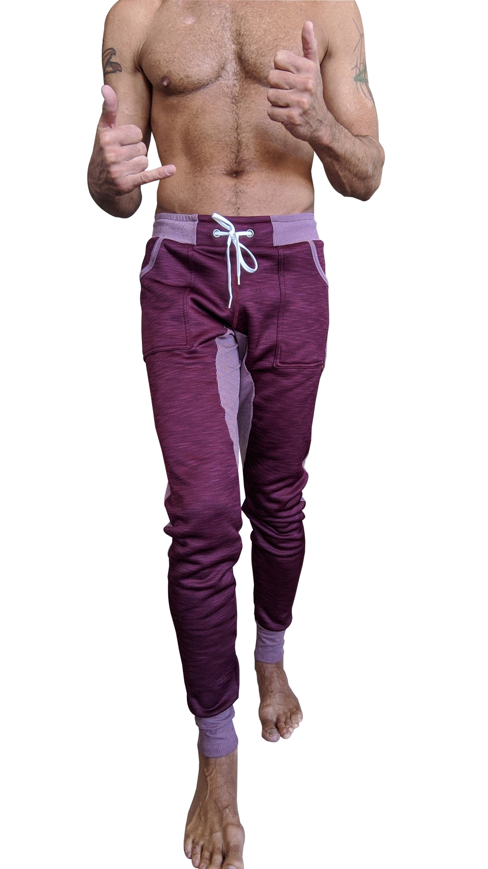 Winter edition performance-luxe-fleece plum purple joggers with drawstring waistband and long cuff for yoga and athleisure