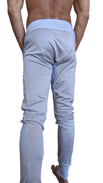 Winter edition light blue athletic joggers with subtle heathered texture and matching elastic waistband for performance
