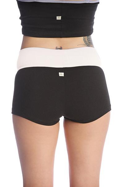 Womens yoga transition short in black and white two-tone high-waisted snug fit design for active wear