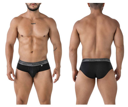 Black xtremen 41315 cotton blend briefs with gray patterned victorin waistband for comfortable everyday wear