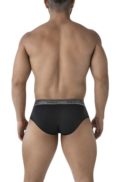 Xtremen 41315 black cotton blend briefs with gray patterned waistband for comfortable everyday wear