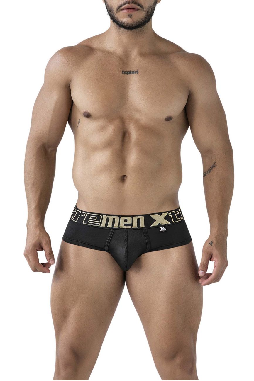 Black xtremen 41316 microfiber briefs with gold and white xtreme men xt waistband logo