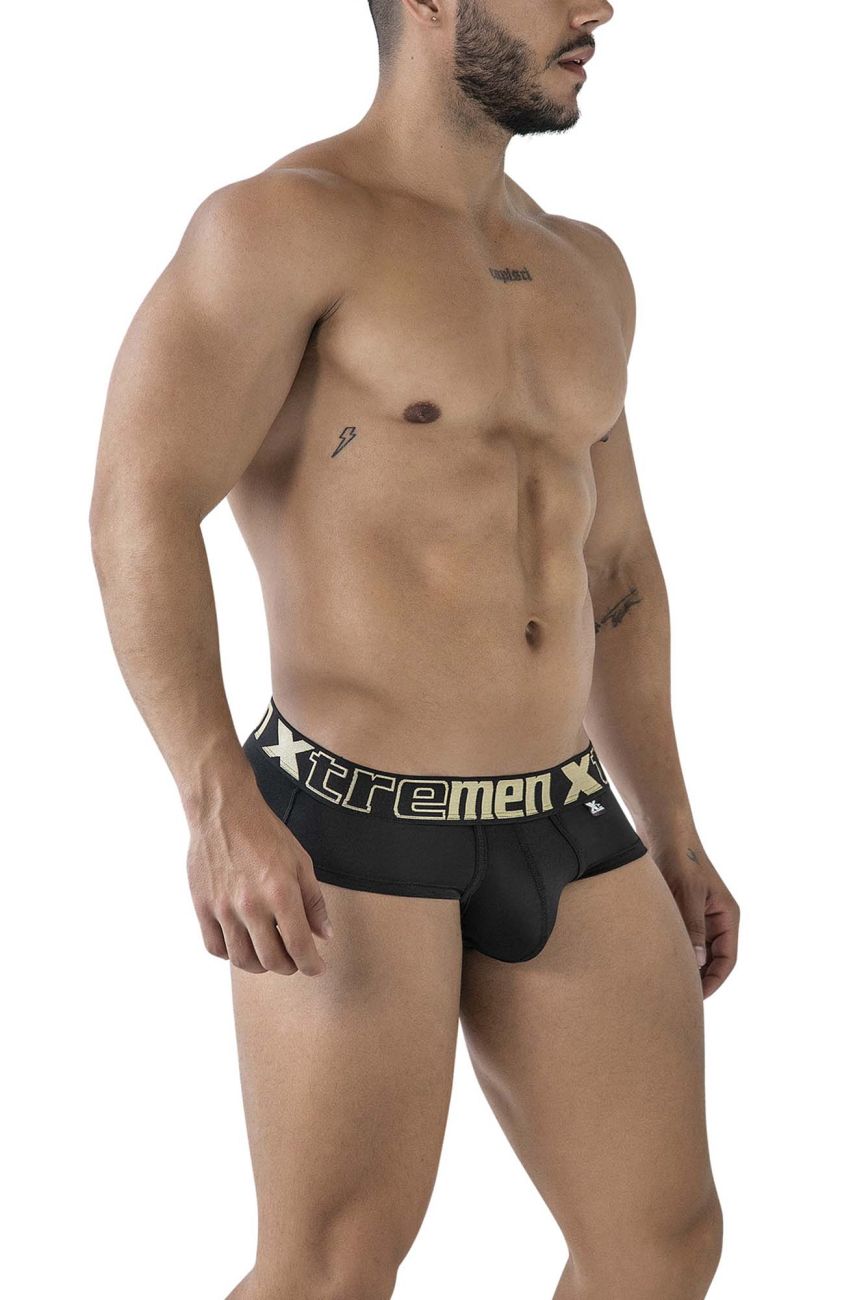 Black xtremen 41316 microfiber briefs with gold and white xtremen x logo waistband designed for comfort and support