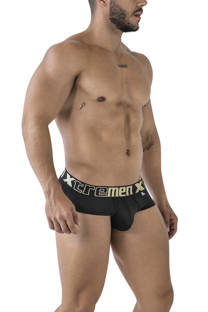 Black xtremen 41316 microfiber briefs with gold and white xtremen x logo waistband designed for comfort and support