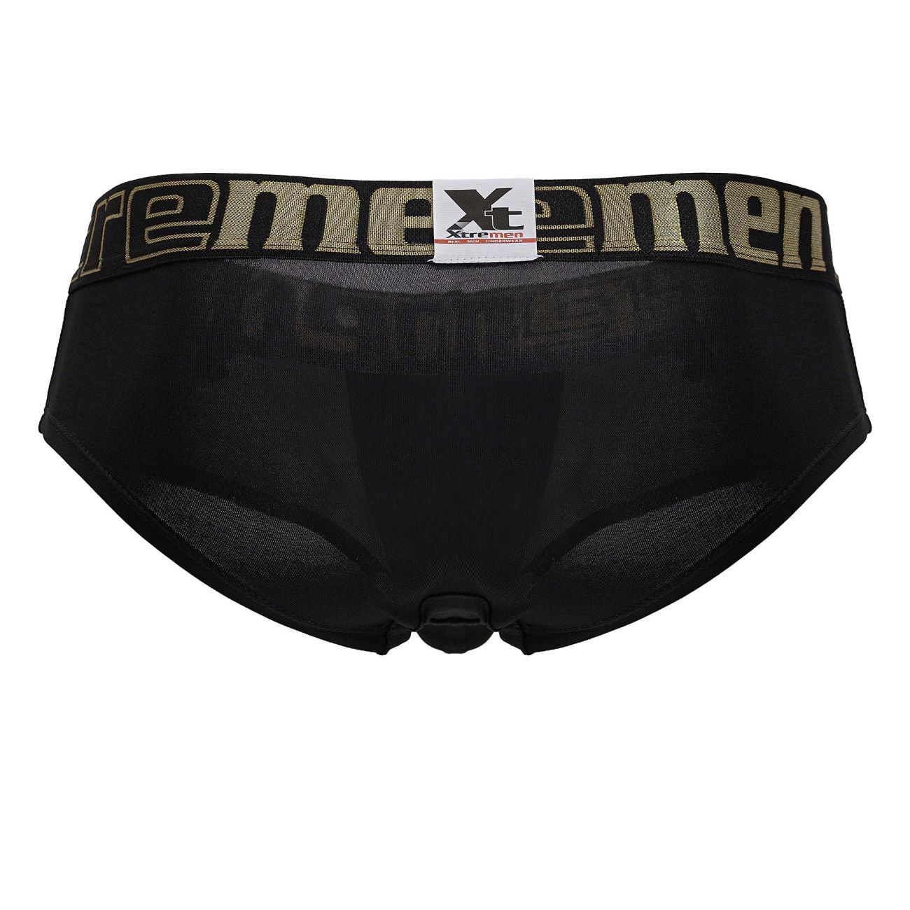 Black mesh microfiber men’s briefs with beige xtremen waistband and brand logo xtremen 41316 microfiber briefs