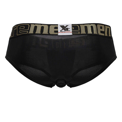 Black mesh microfiber men’s briefs with beige xtremen waistband and brand logo xtremen 41316 microfiber briefs
