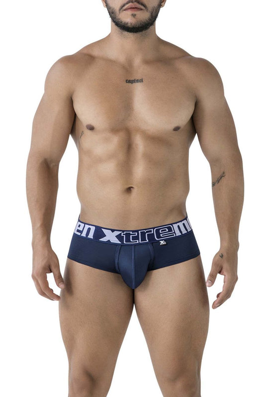 Navy blue men’s Xtremen 41316 microfiber briefs with white xtrem branding on the waistband