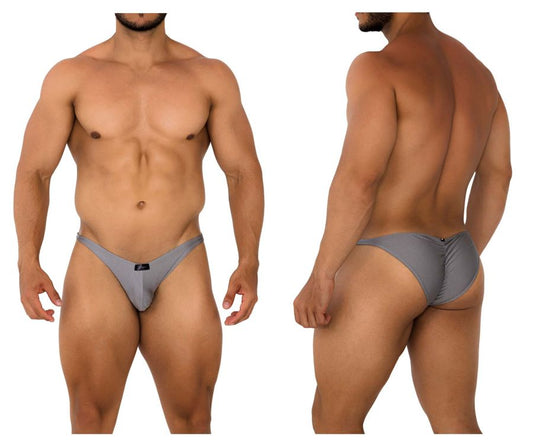 Xtremen 91179 microfiber bikini briefs in silver with a sleek form-fitting design and small black logo on front