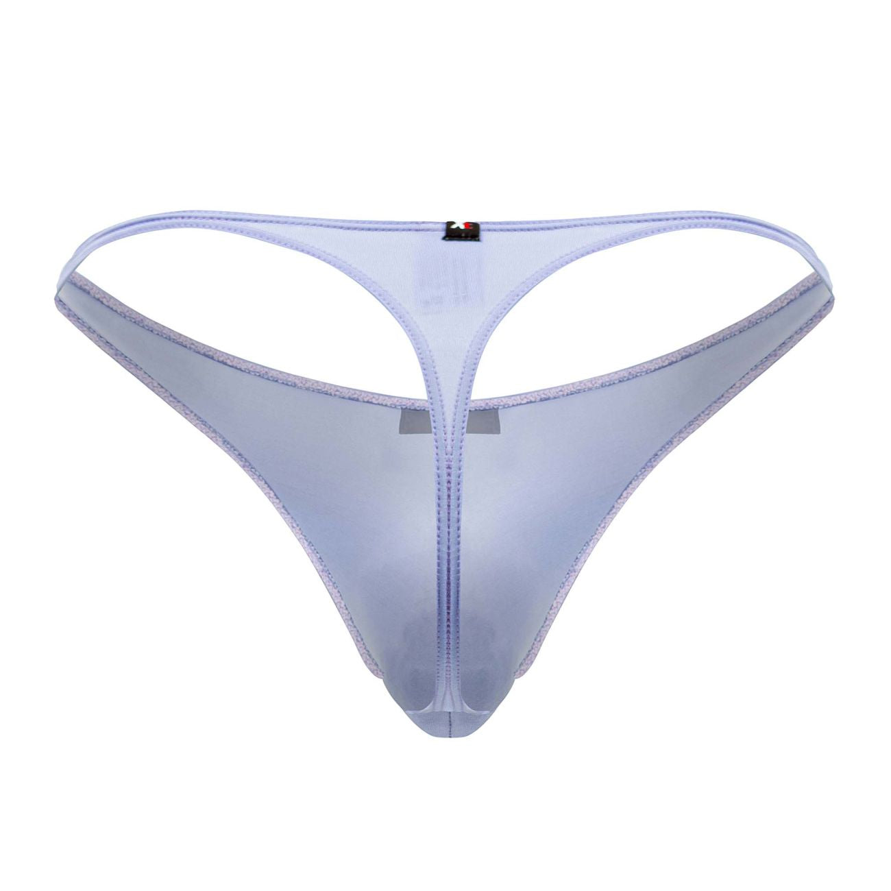 Transparent lavender microfiber thong with sheer mesh material central zipper and stitched edges xtremen 91182 lilac