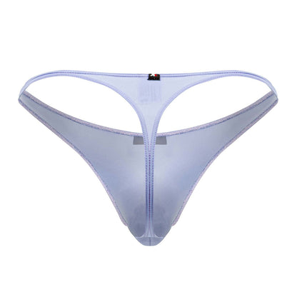 Transparent lavender microfiber thong with sheer mesh material central zipper and stitched edges xtremen 91182 lilac