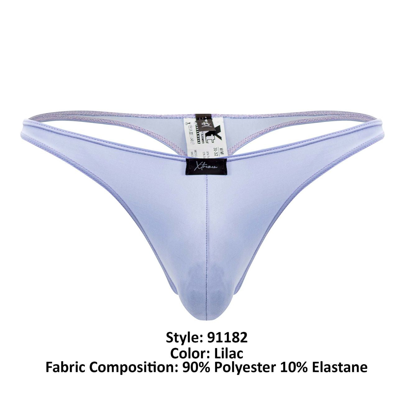 Lilac-colored Xtremen 91182 microfiber thong made of 90% polyester 10% elastane with a sleek form-fitting design
