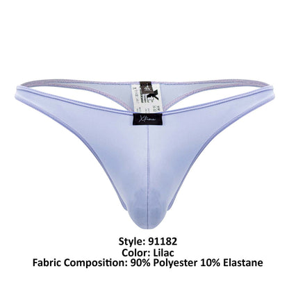 Lilac-colored Xtremen 91182 microfiber thong made of 90% polyester 10% elastane with a sleek form-fitting design
