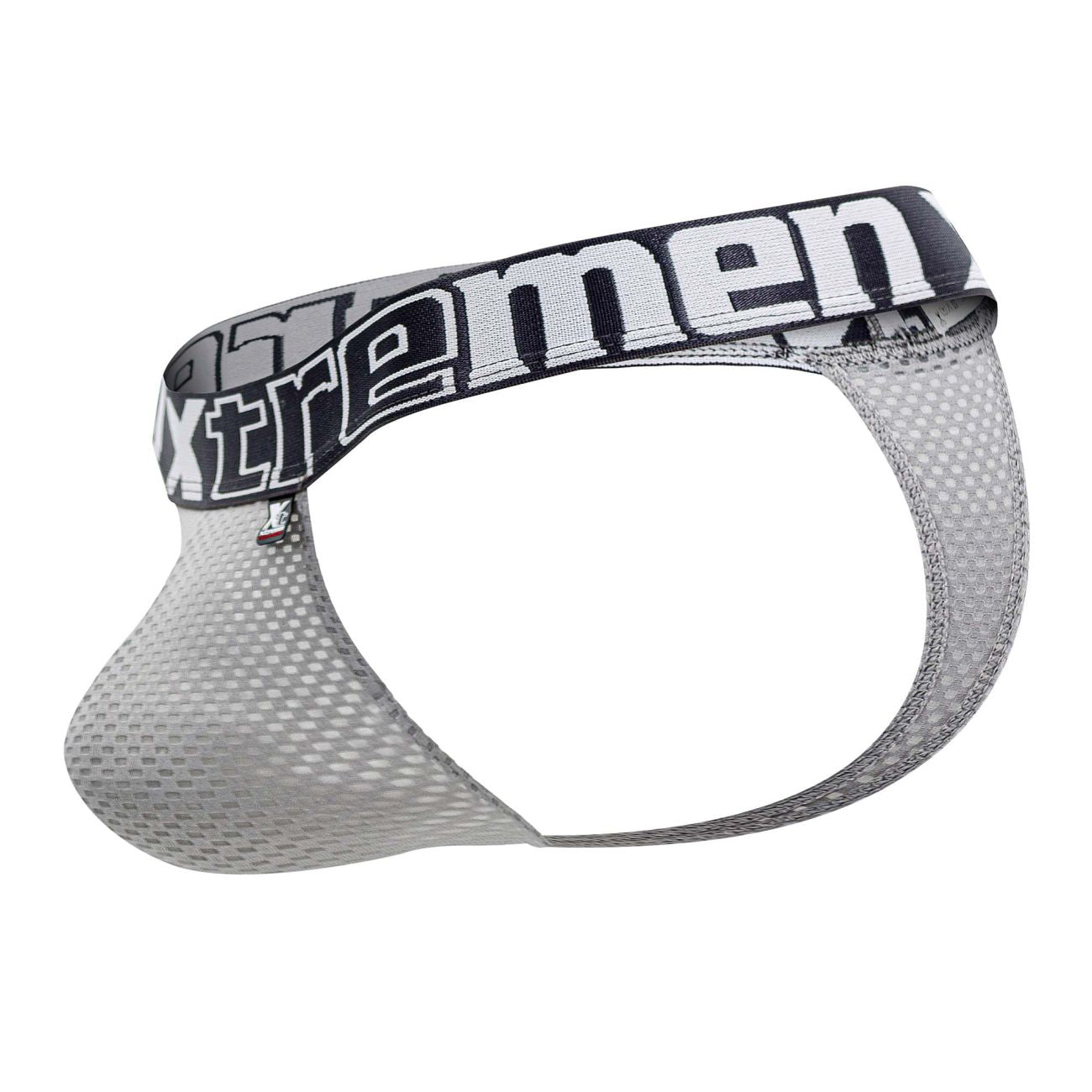 Gray mesh men’s briefs with black and white xtremen waistband from xtremen 91184 mesh thongs color gray collection