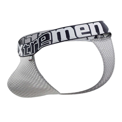 Gray mesh men’s briefs with black and white xtremen waistband from xtremen 91184 mesh thongs color gray collection