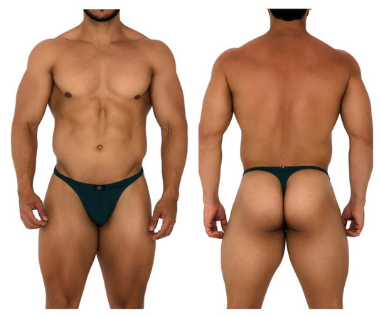 Dark teal Xtremen 91185 mesh thong with a small black logo on the front in green color