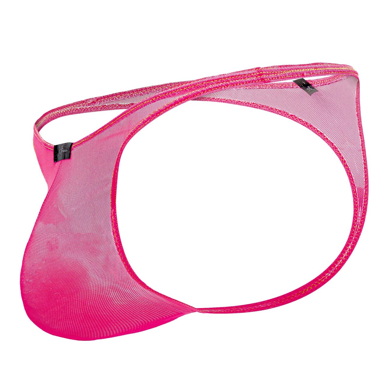 Bright pink xtremen 91189 tulle mesh thong with sleek form fitting design and reinforced edge stitching
