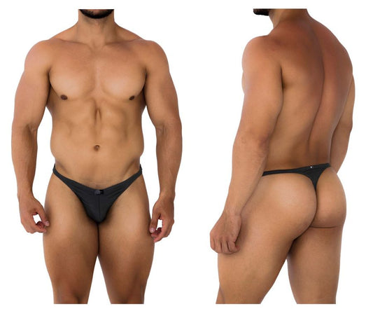 Gray Xtremen 91200 jacquard thong with a small metallic front clasp made of jacquard fabric