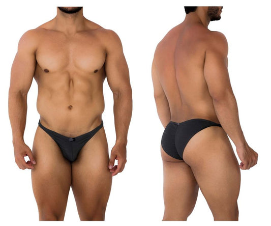 Black Xtremen 91201 jacquard bikini briefs in gray with a sleek form-fitting jacquard design