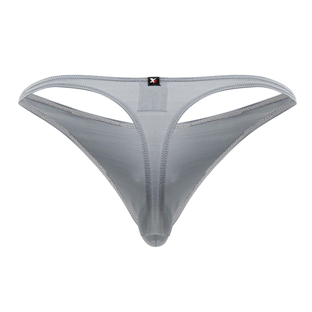 Gray Xtremen 91203 microfiber thong with subtle sheen and reinforced stitching along the edges