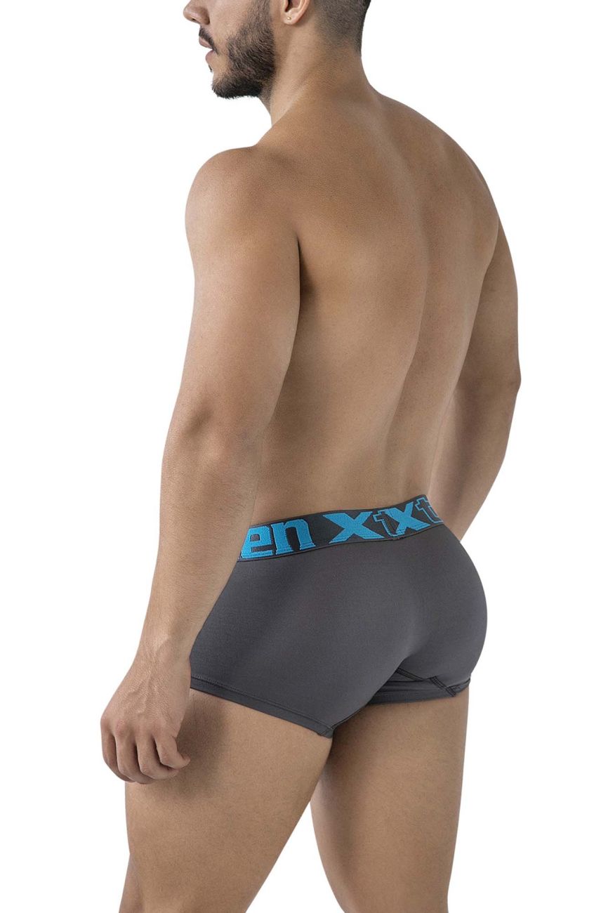 Dark gray microfiber xtremen 91206b trunks with blue elastic waistband featuring xen logo