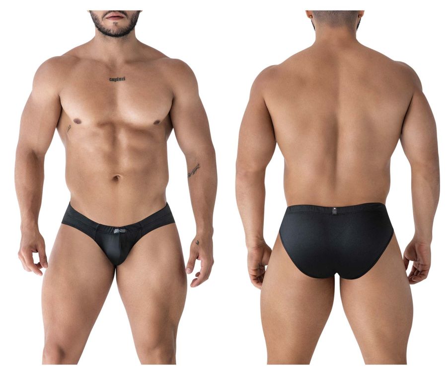 Black xtremen 91207b microfiber briefs with sleek form-fitting design and subtle waistband branding