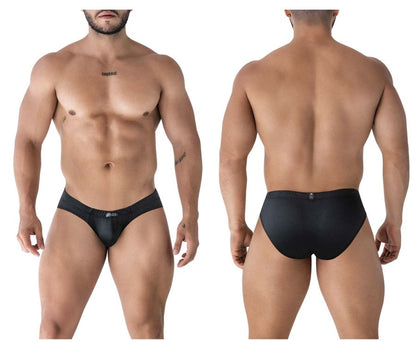 Black xtremen 91207b microfiber briefs with sleek form-fitting design and subtle waistband branding