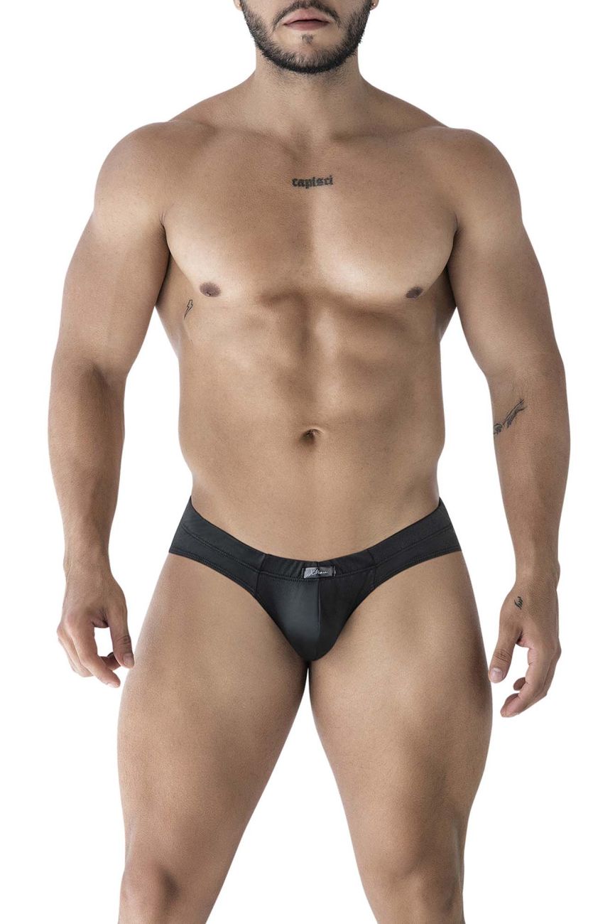 Black xtremen 91207b microfiber briefs with a sleek form-fitting design and subtle waistband logo for men