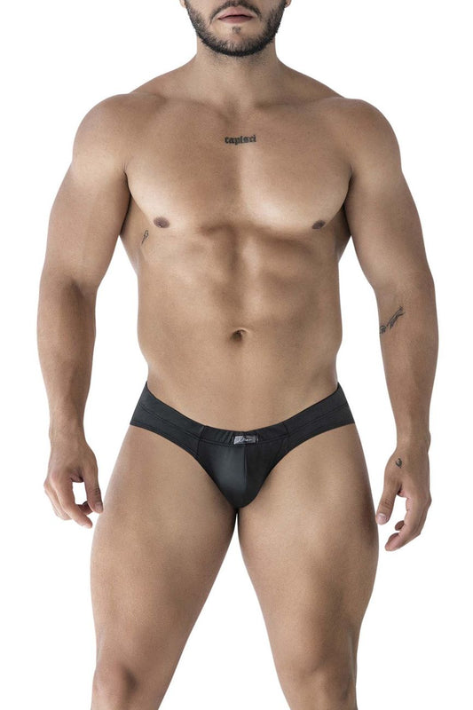 Black xtremen 91207b microfiber briefs with a sleek form-fitting design and subtle waistband logo for men