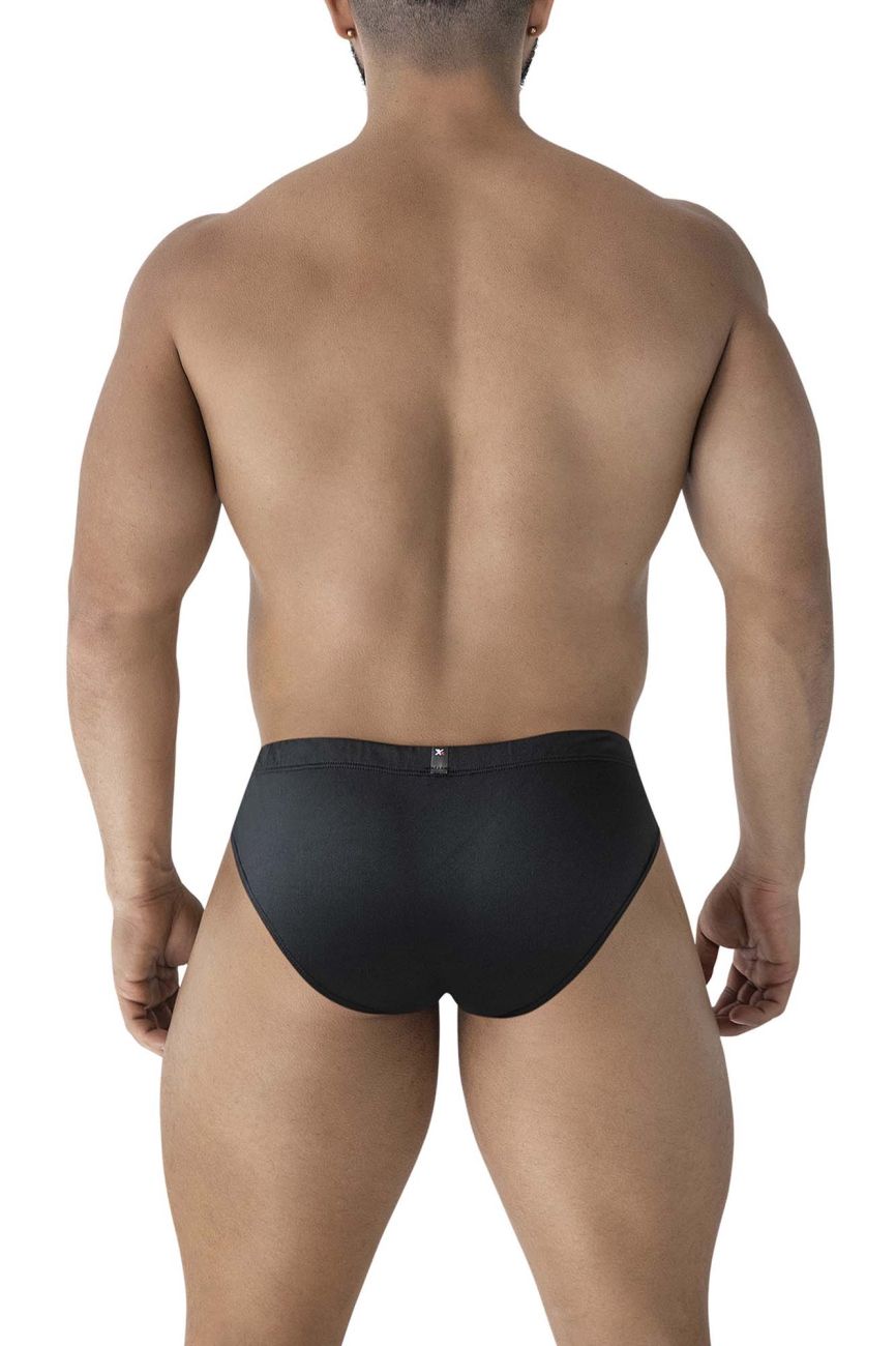 Black xtremen 91207b microfiber briefs with smooth form fitting design and small logo on waistband
