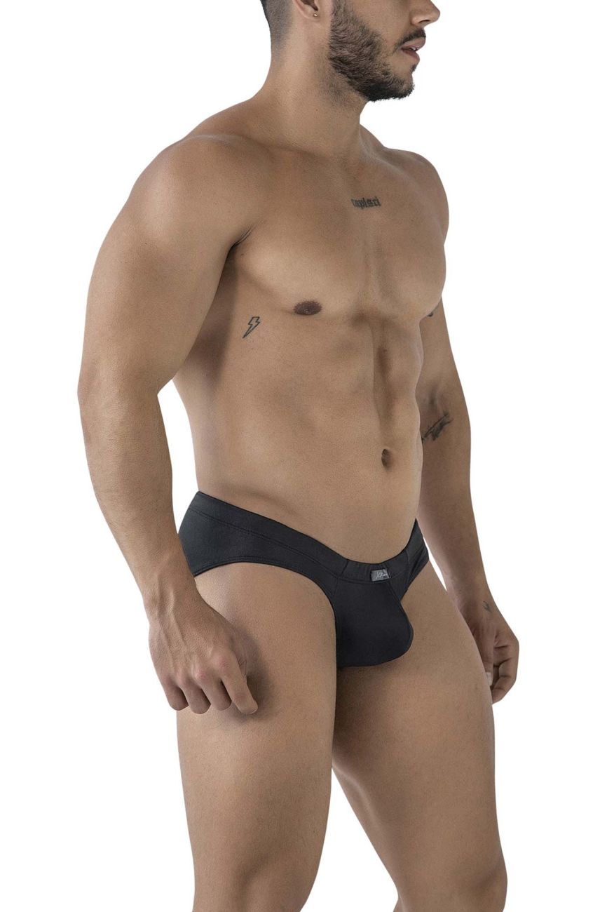 Black xtremen 91207b microfiber briefs with snug fit and small logo on waistband
