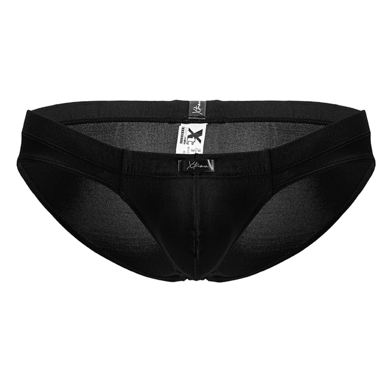 Black xtremen 91207b microfiber briefs with smooth form-fitting fabric and subtle textured inner lining