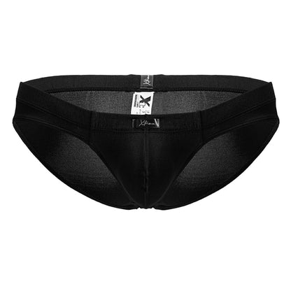 Black xtremen 91207b microfiber briefs with smooth form-fitting fabric and subtle textured inner lining