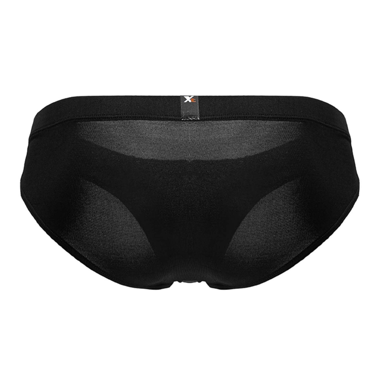 Xtremen 91207B black microfiber briefs with black mesh, solid elastic waistband, and small brand tag on the front