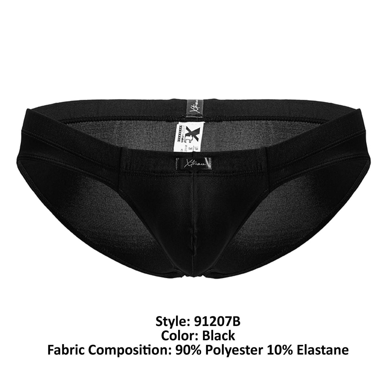 Black xtremen 91207b microfiber briefs made of 90% polyester 10% elastane with breathable mesh panels