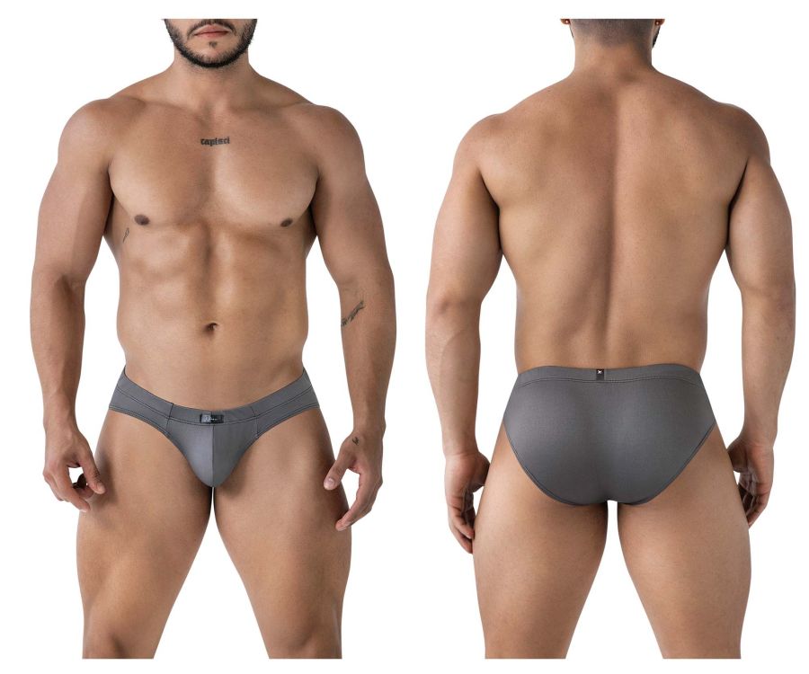 Gray xtremen 91207b microfiber briefs with smooth form-fitting design and a small logo on the waistband