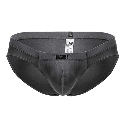 Black xtrac men’s microfiber briefs in gray with smooth form fitting design and elastic waistband