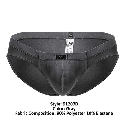 Gray xtremen 91207b microfiber briefs made of 90 polyester 10 elastane with sleek form-fitting design and reinforced stitching