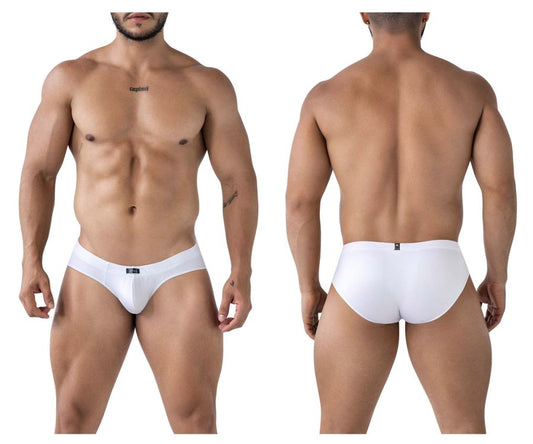 White xtremen 91207b microfiber briefs with sleek form fitting design and subtle brand logo on waistband