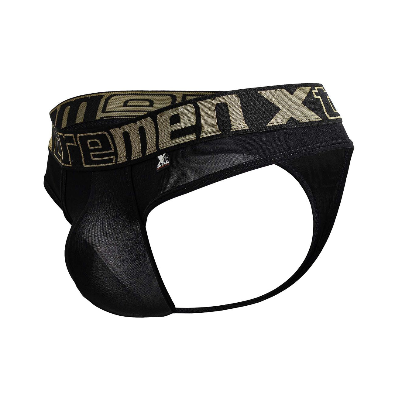 Black xtremen 91208b microfiber thongs with tan and black xtreme logo waistband